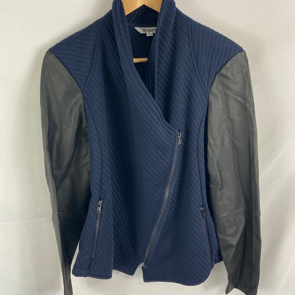 BB Dakota Asymmetrical Zip Mixed fabric Jacket Size XL